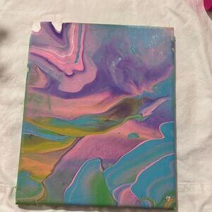 Abstract Canvas Art in Pink and Purple